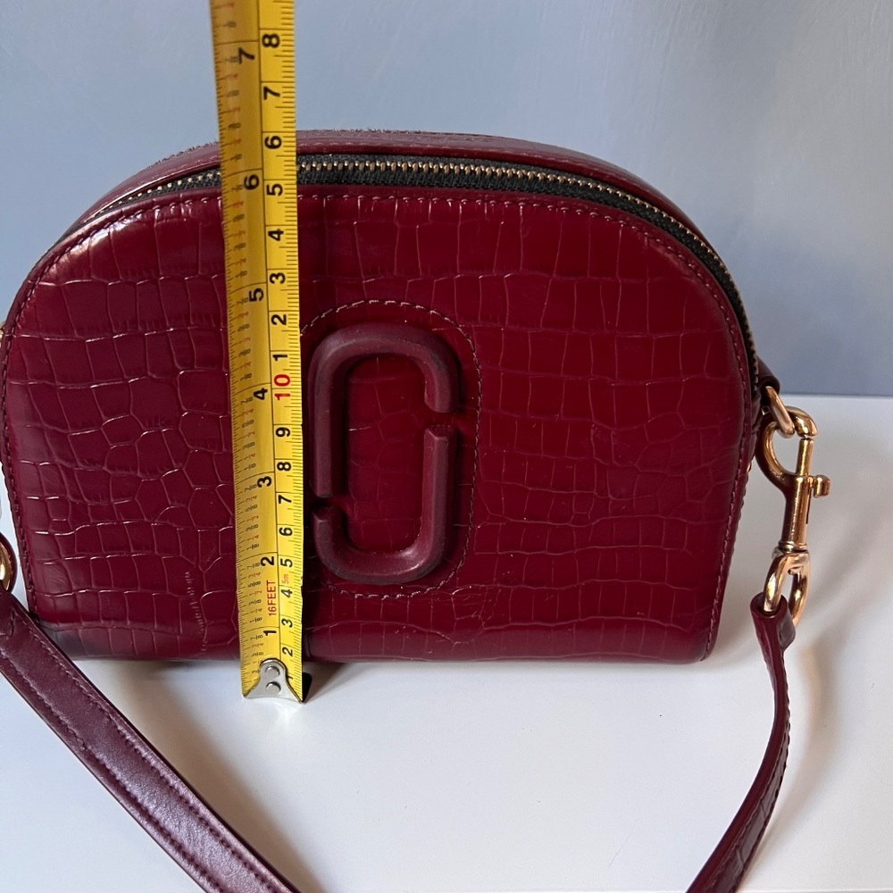 Marc Jacobs Snapshot Croc Embossed Leather Crossbody Bag Red Gold Hardware - Picture 9 of 12